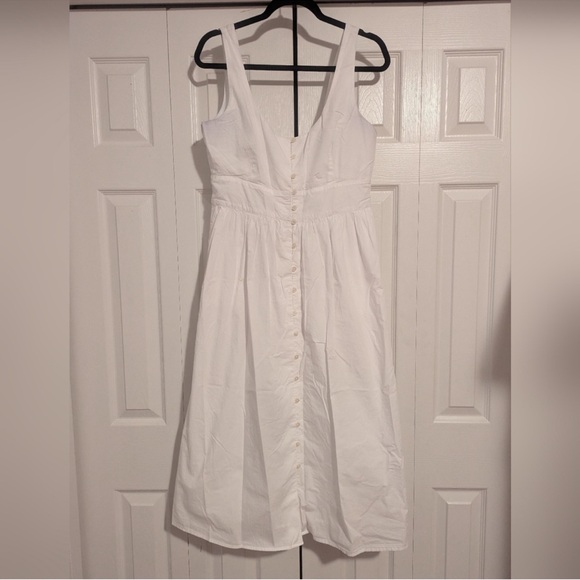 EUC J. Crew White Cotton Poplin Buttoned Dress Midi Dress Size 10 - Picture 2 of 2